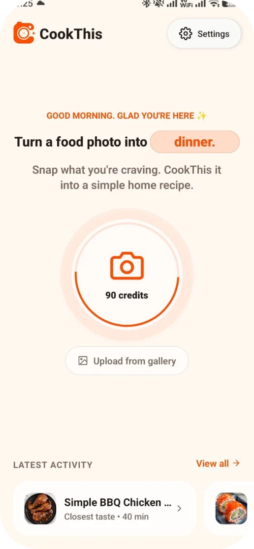 CookThis app screen